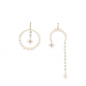 IMG 7345 300x300 - ASYMMETRICAL PEARLS EARRINGS WITH "MORNING STAR" SILVER