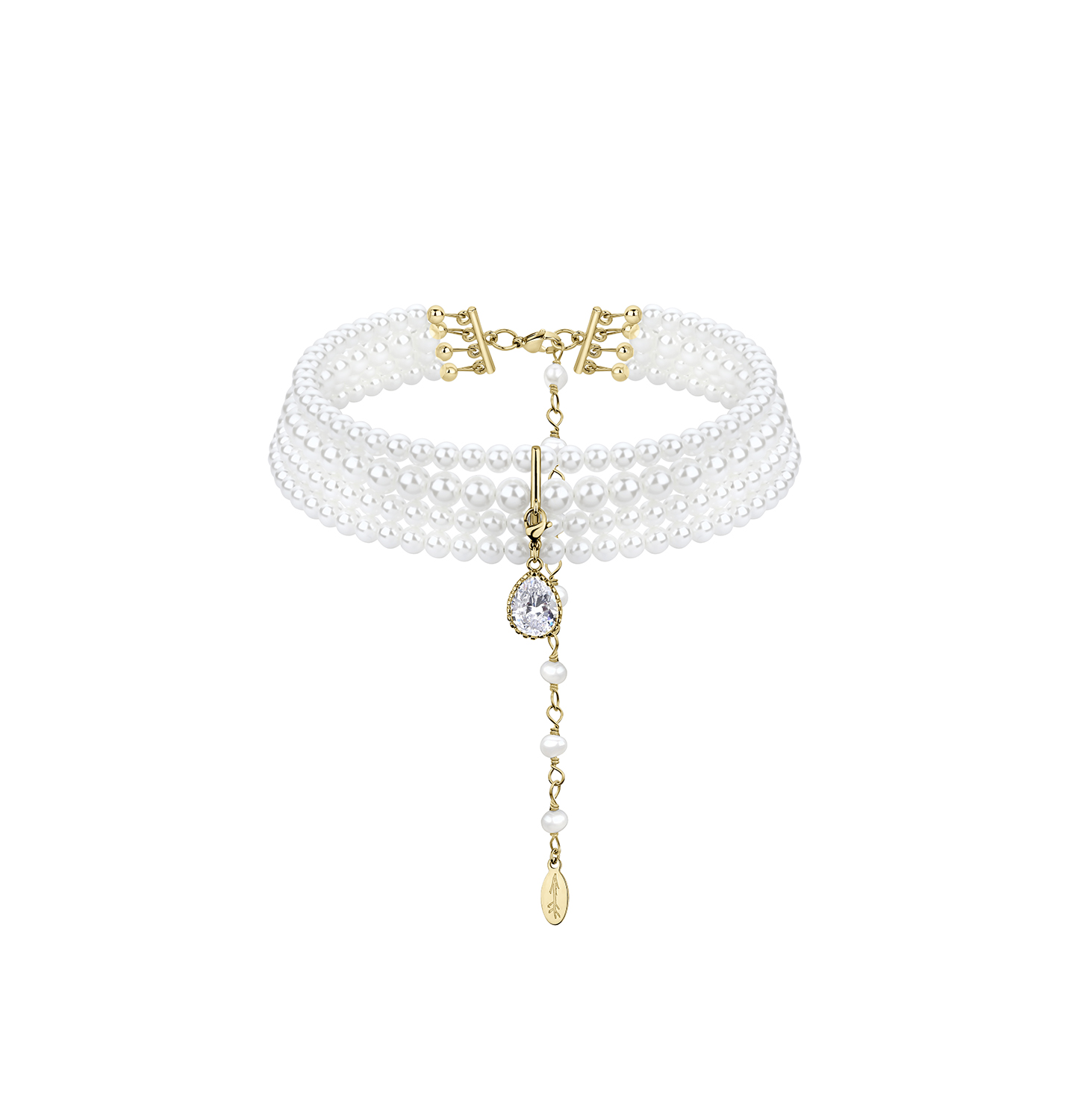 “PARIS” CERAMIC BEADS CHOKER WITH DROP PENDANT GOLDEN