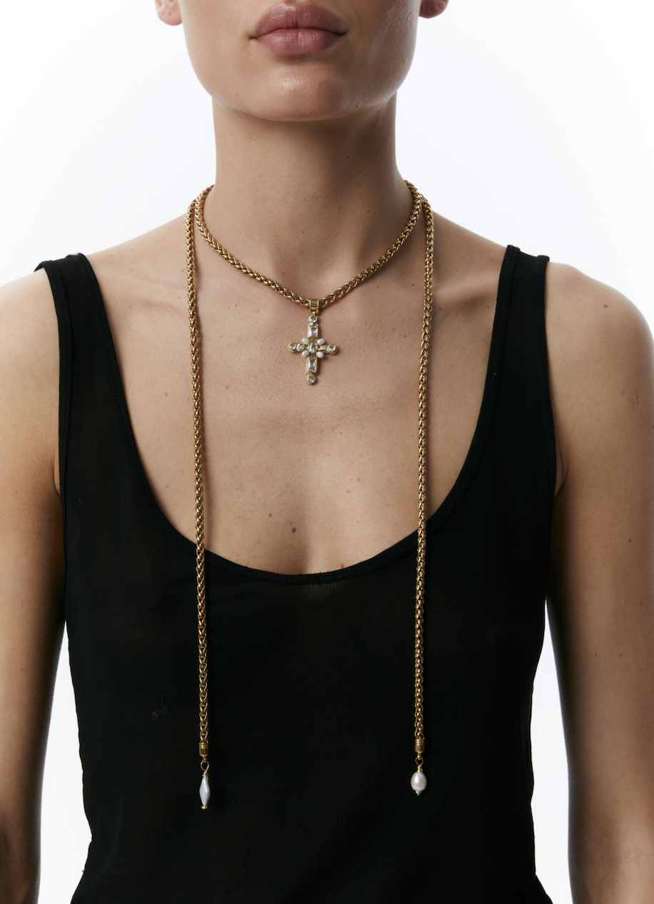 “TAMAR” CROSS NECKLACE WHITE