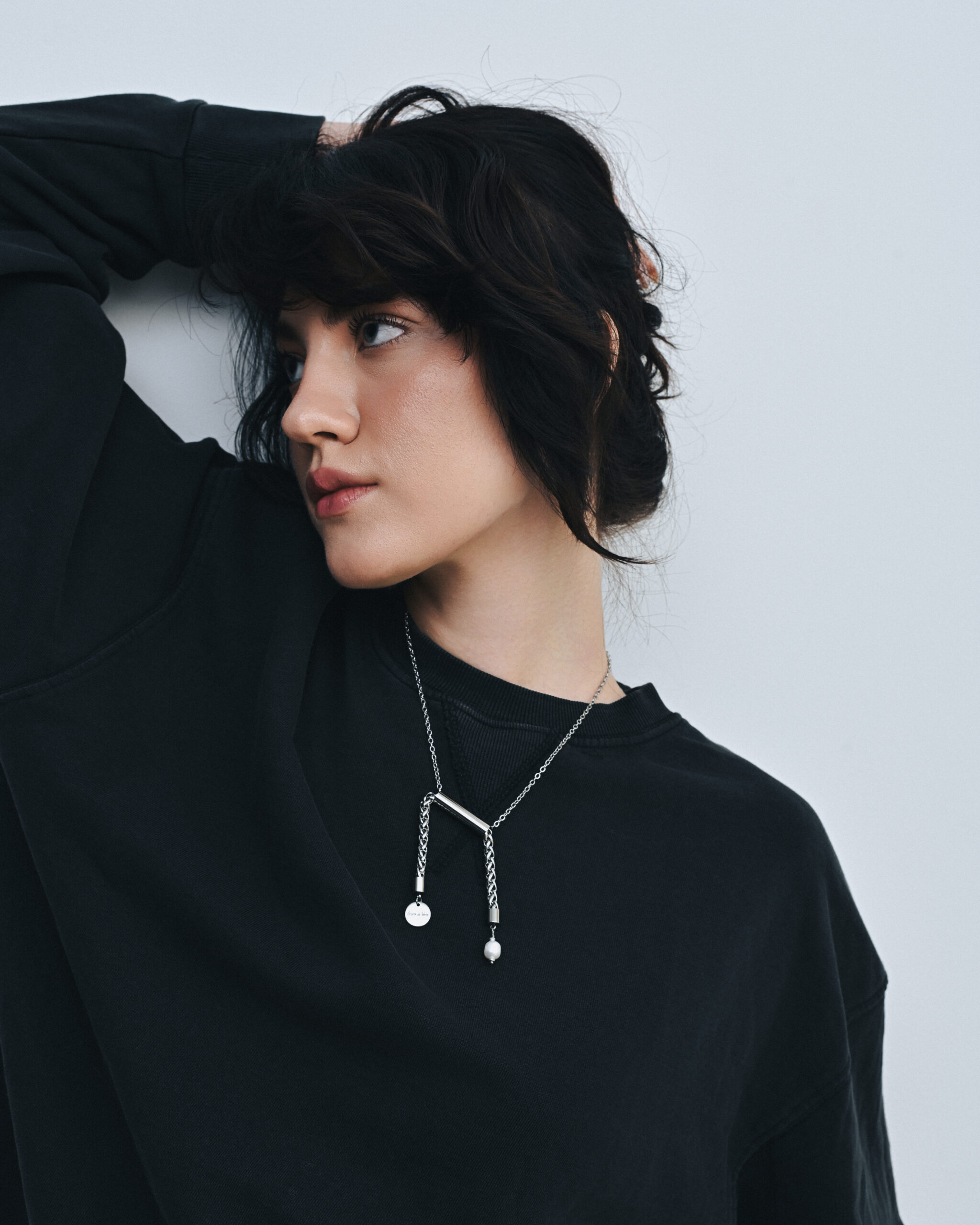 “LIBRA” NECKLACE WITH PEARL SILVER