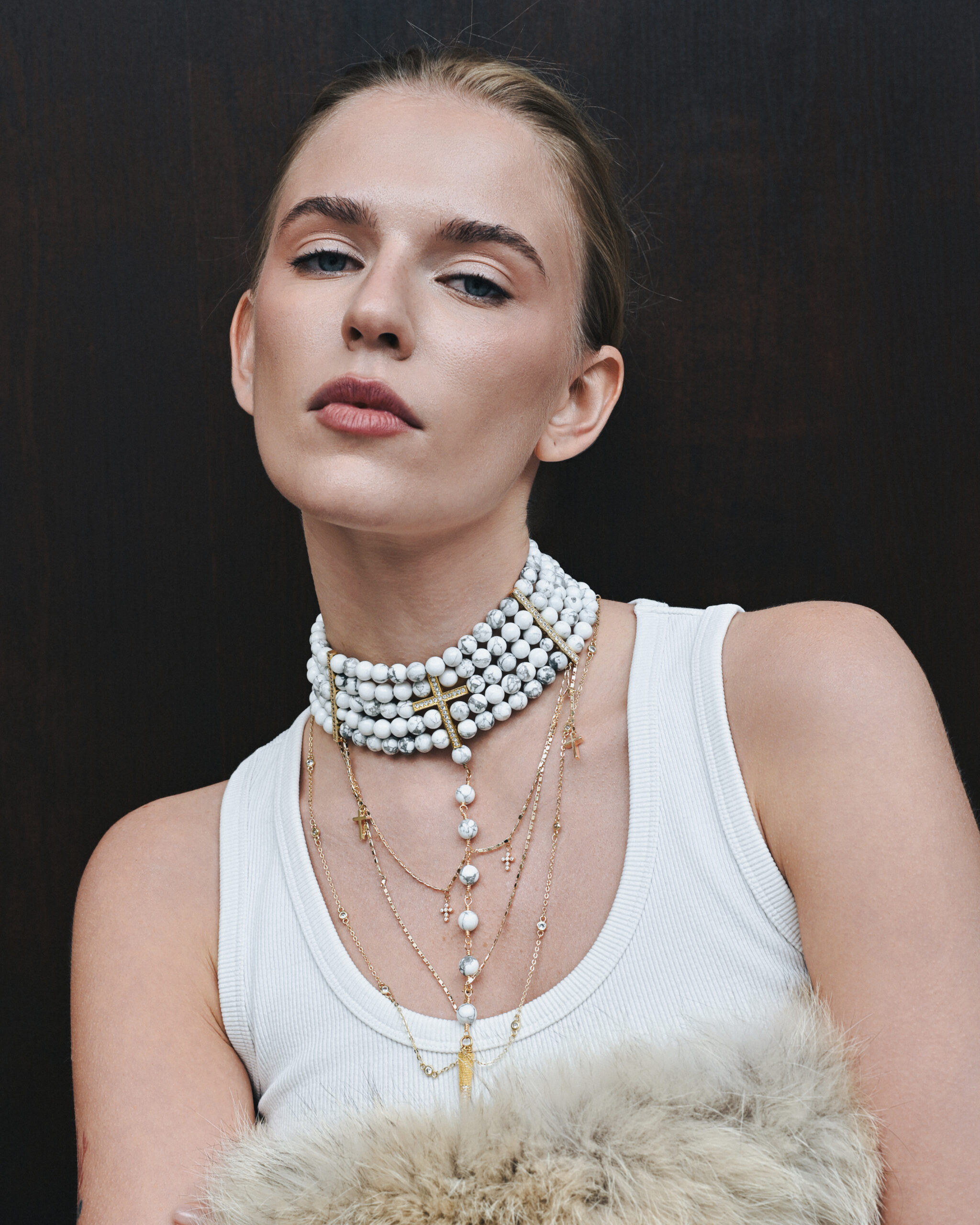 “INNOCENT” NECKLACE MARBLE WITH GOLDEN