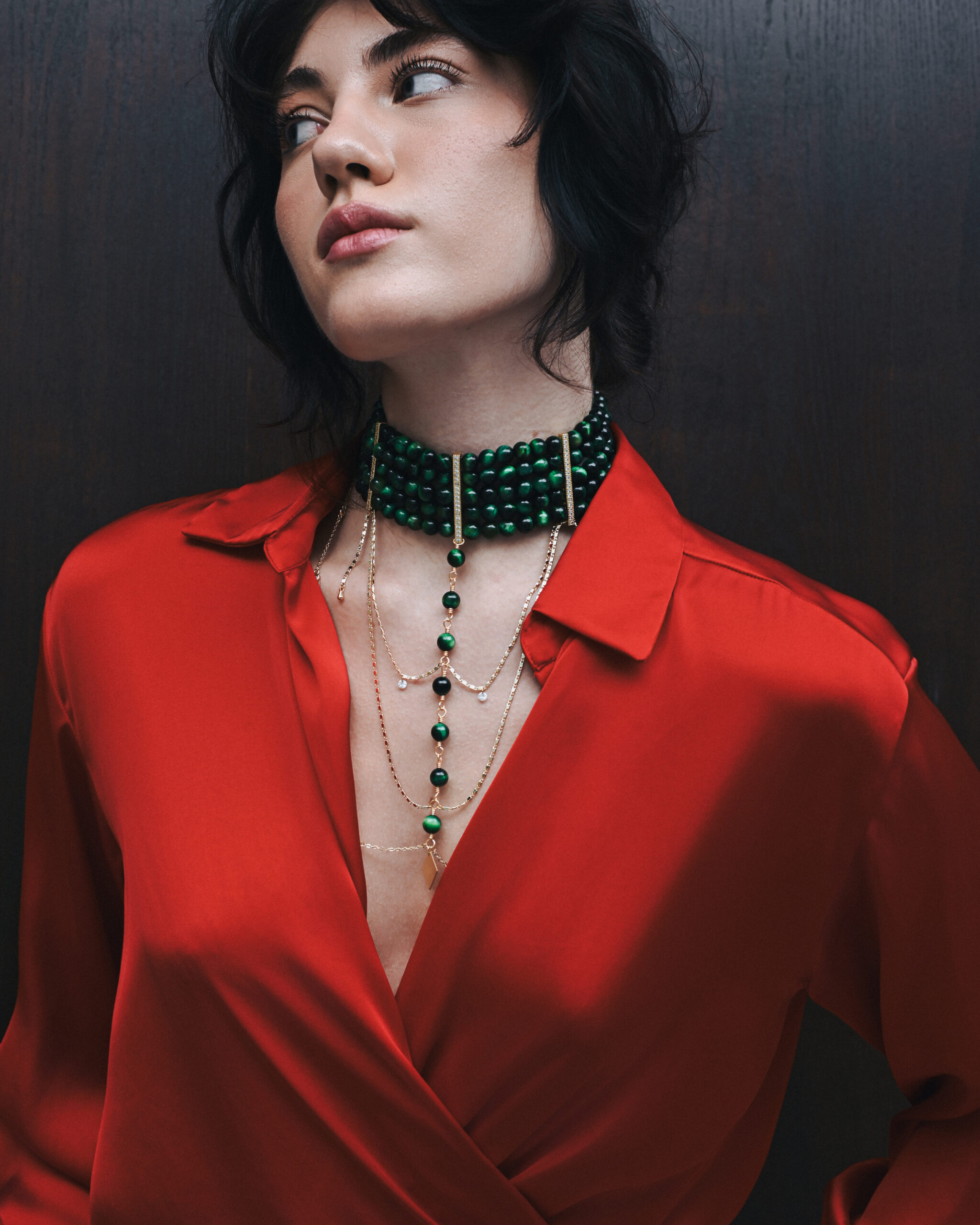 “INNOCENT CLASSIC” NECKLACE DARK GREEN WITH GOLDEN