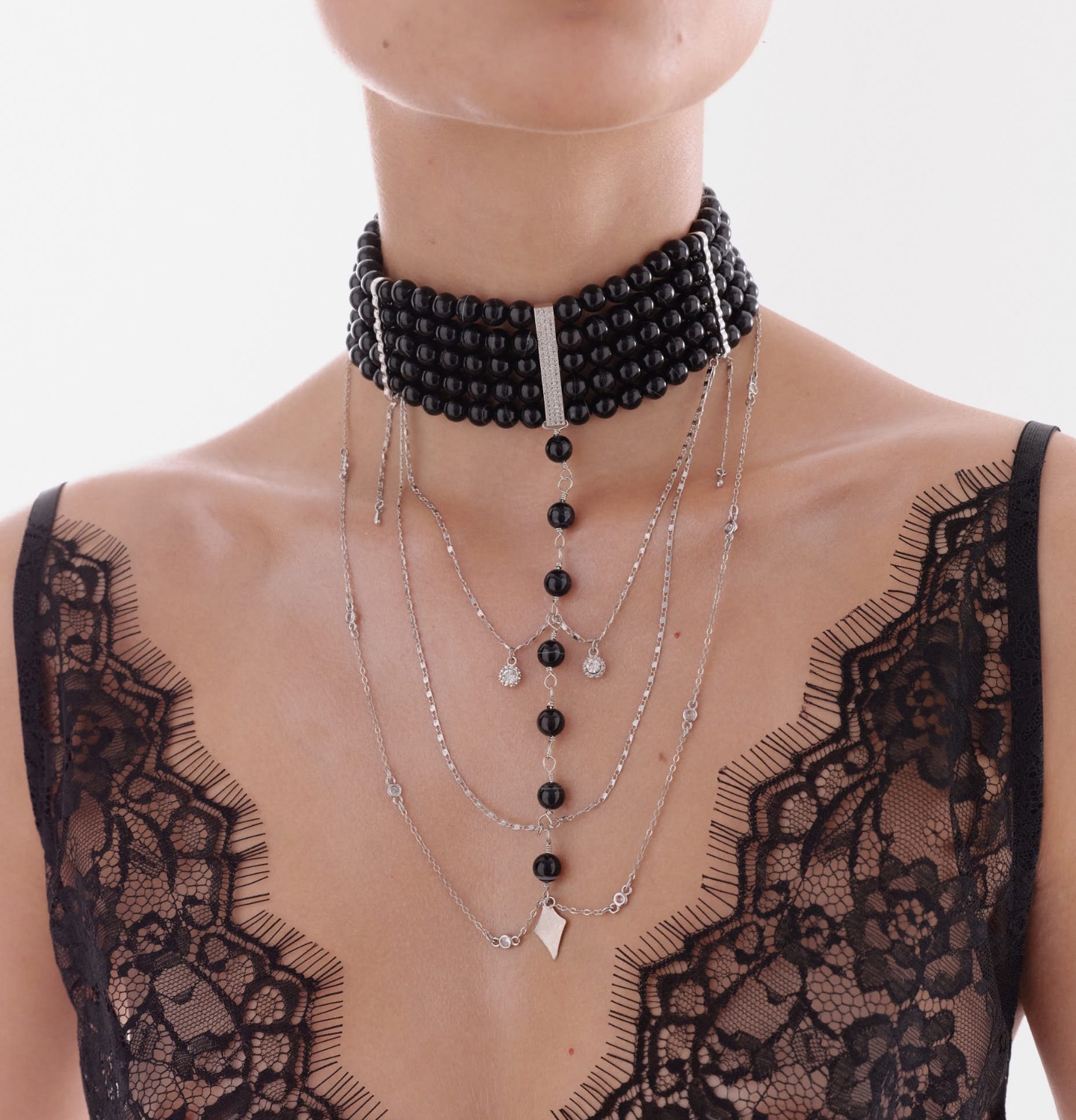 “INNOCENT CLASSIC” NECKLACE BLACK WITH SILVER