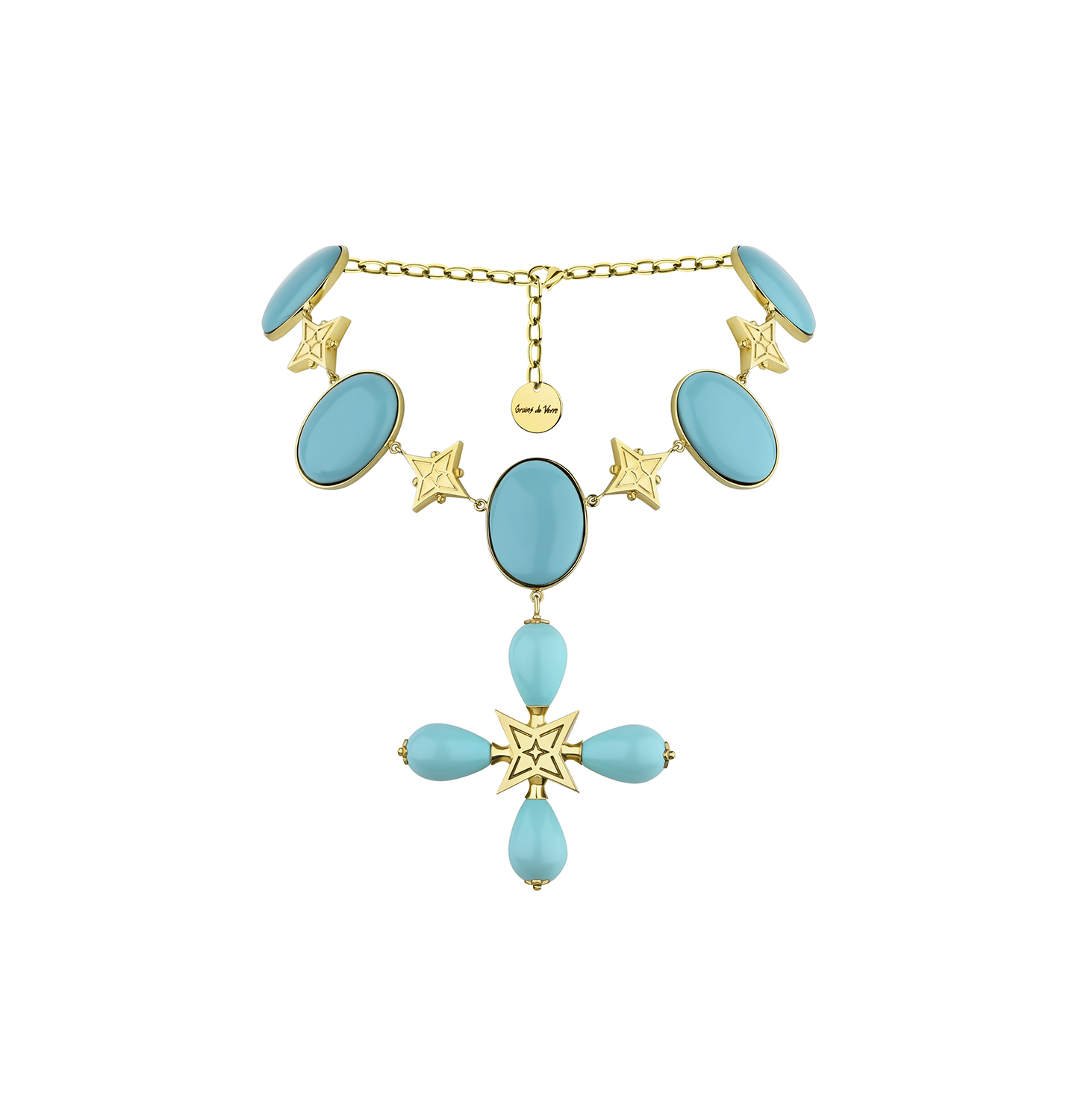 “DESERT ROSE” NECKLACE TURQUOISE WITH GOLDEN