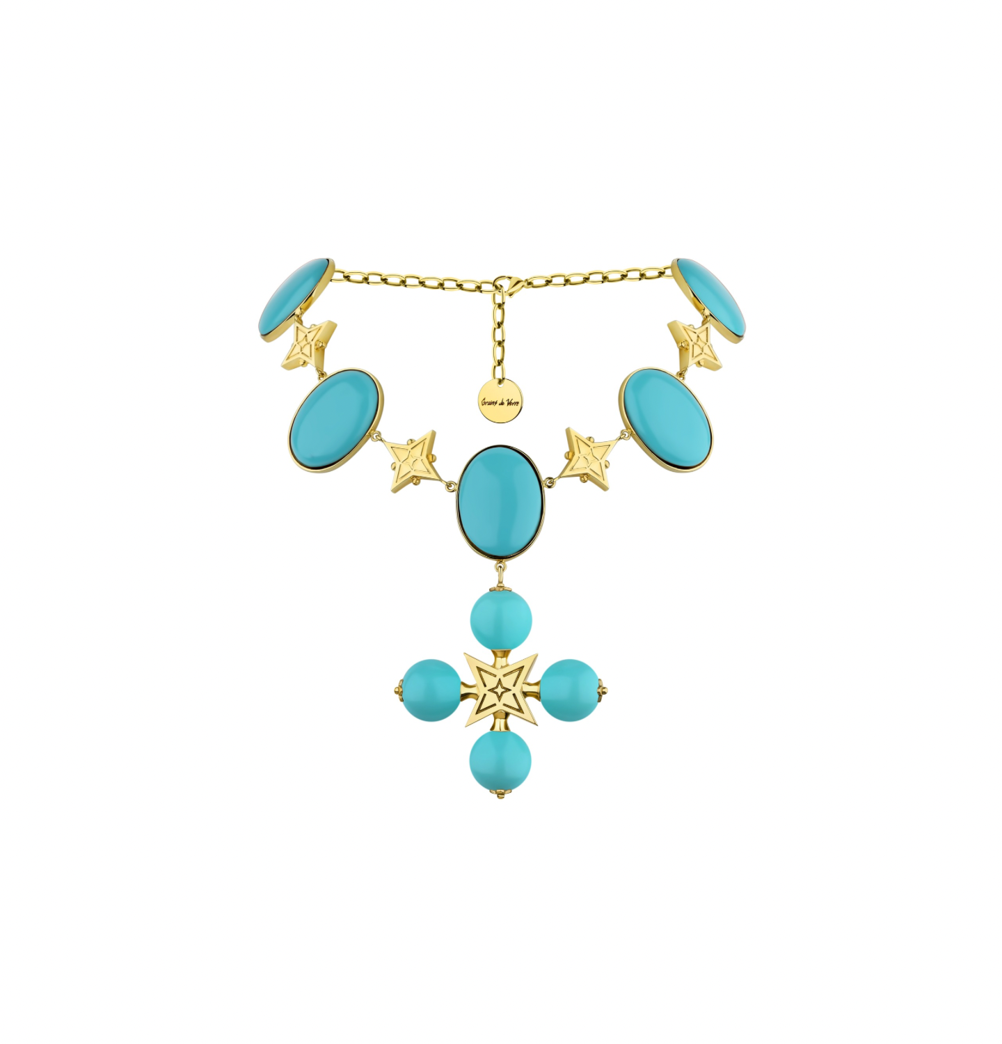 “DESERT ROSE” NECKLACE TURQUOISE WITH GOLDEN