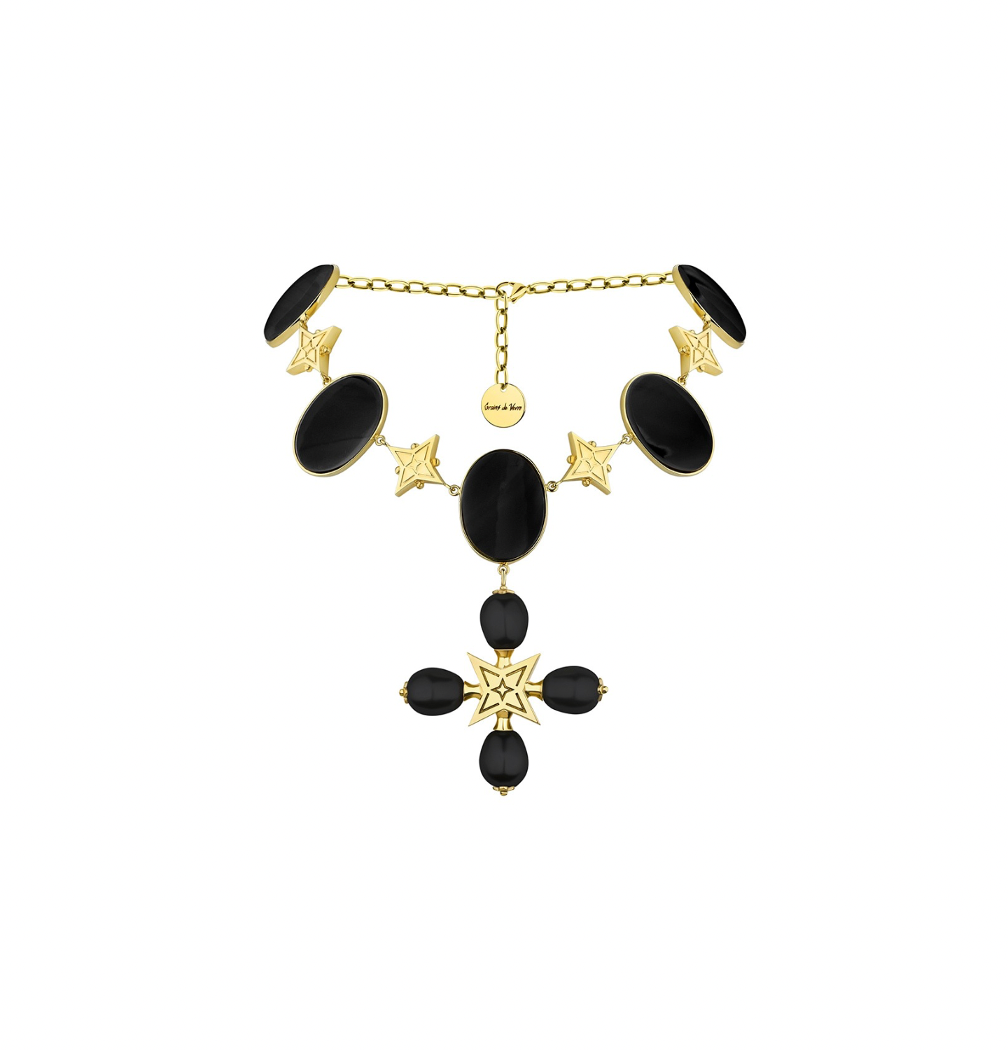 “DESERT ROSE” NECKLACE BLACK WITH GOLDEN