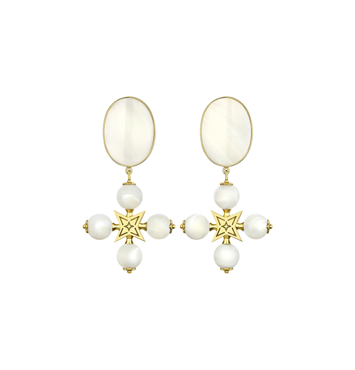 “DESERT ROSE” CLIP EARRINGS WHITE WITH GOLDEN