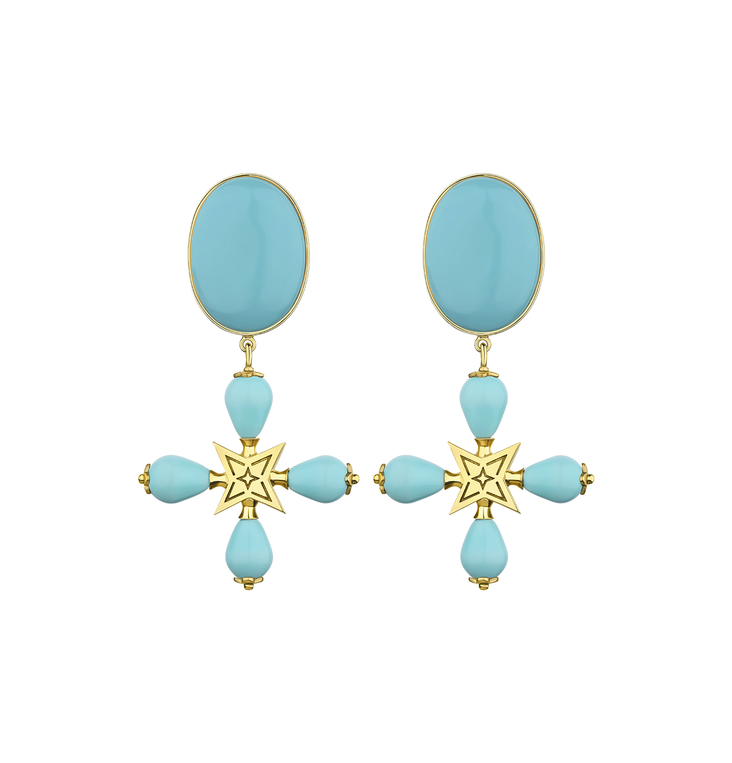 “DESERT ROSE” CLIP EARRINGS TURQUOISE WITH GOLDEN