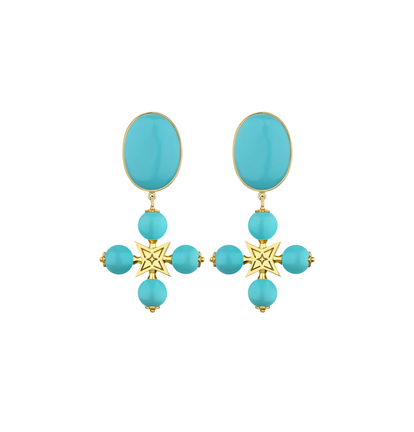 “DESERT ROSE” CLIP EARRINGS TURQUOISE WITH GOLDEN