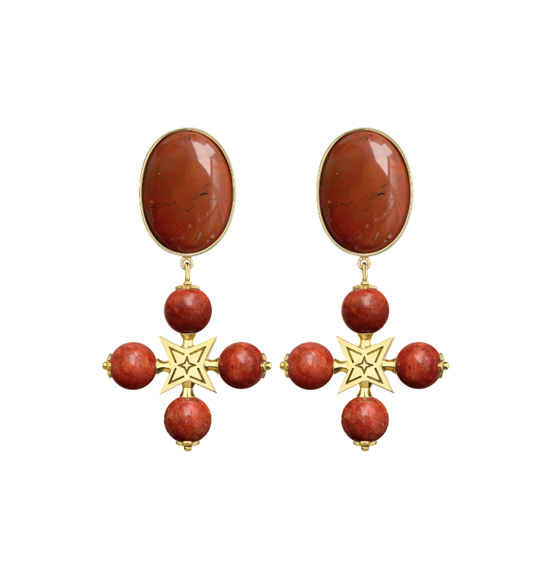 “DESERT ROSE” CLIP EARRING CORAL WITH GOLDEN