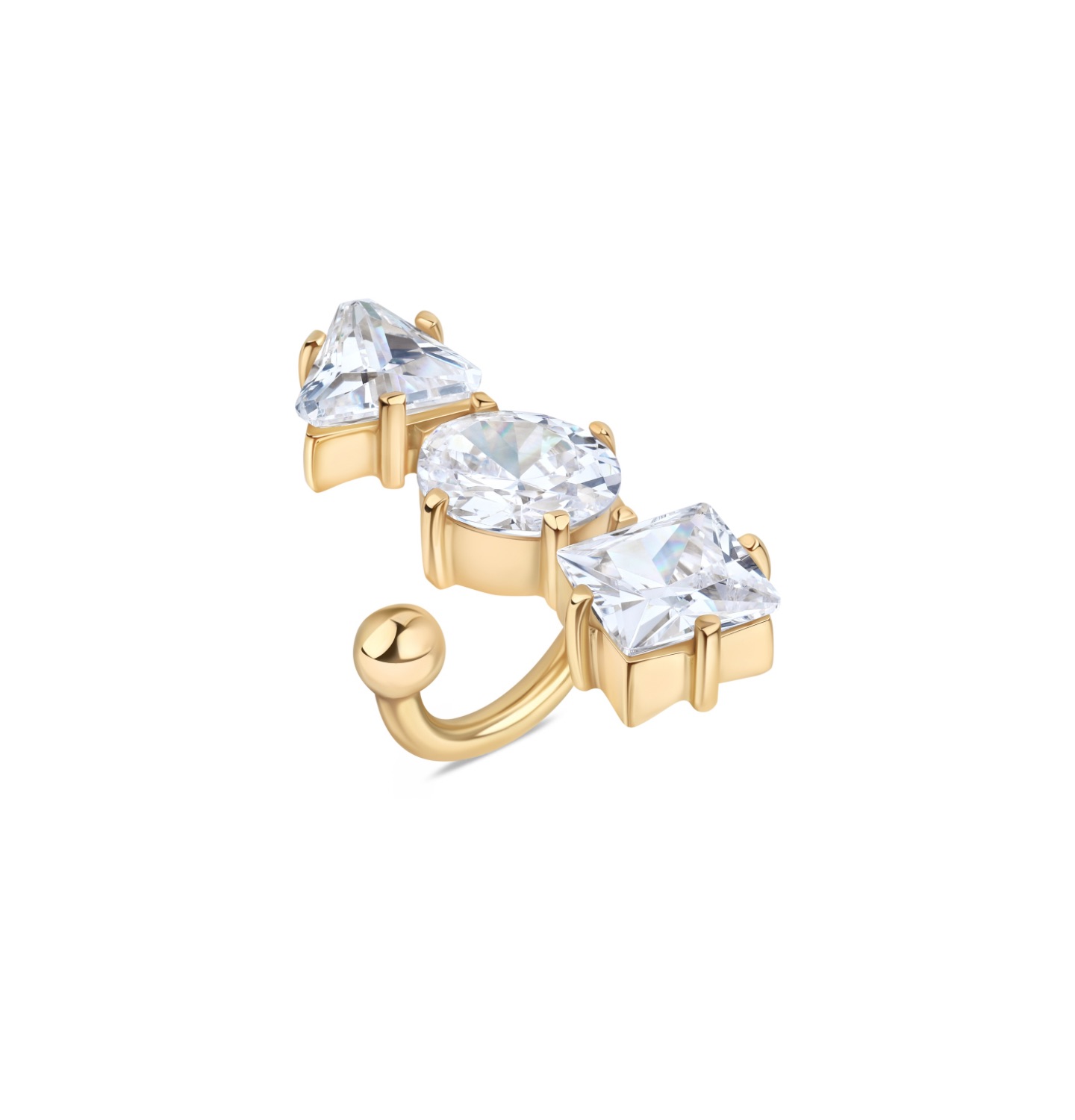 “TRILOGY” RING WHITE ZIRCON GOLDEN