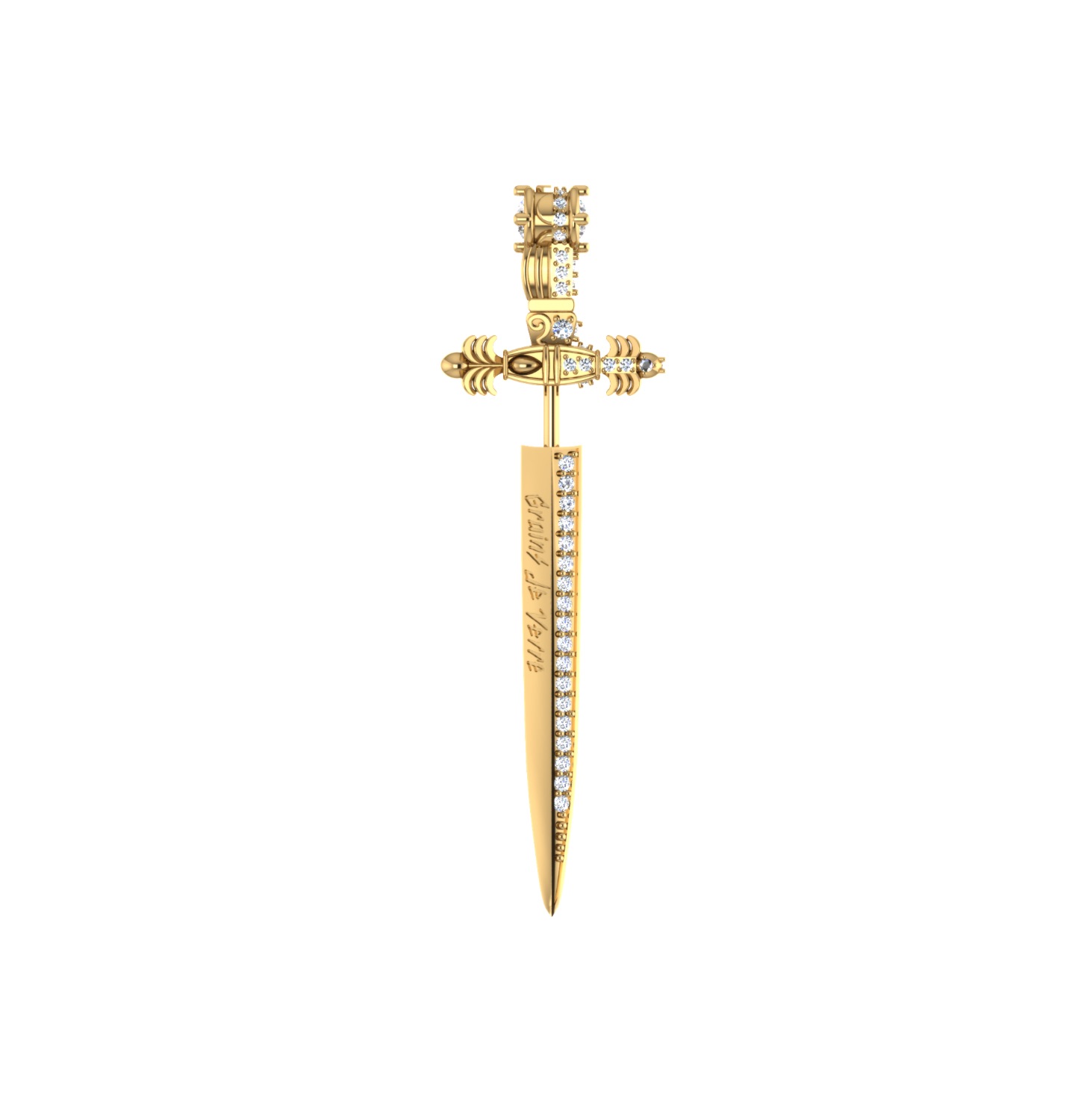 “LOVE BLADE” MONO EARRING WHITE ZIRCON GOLDEN