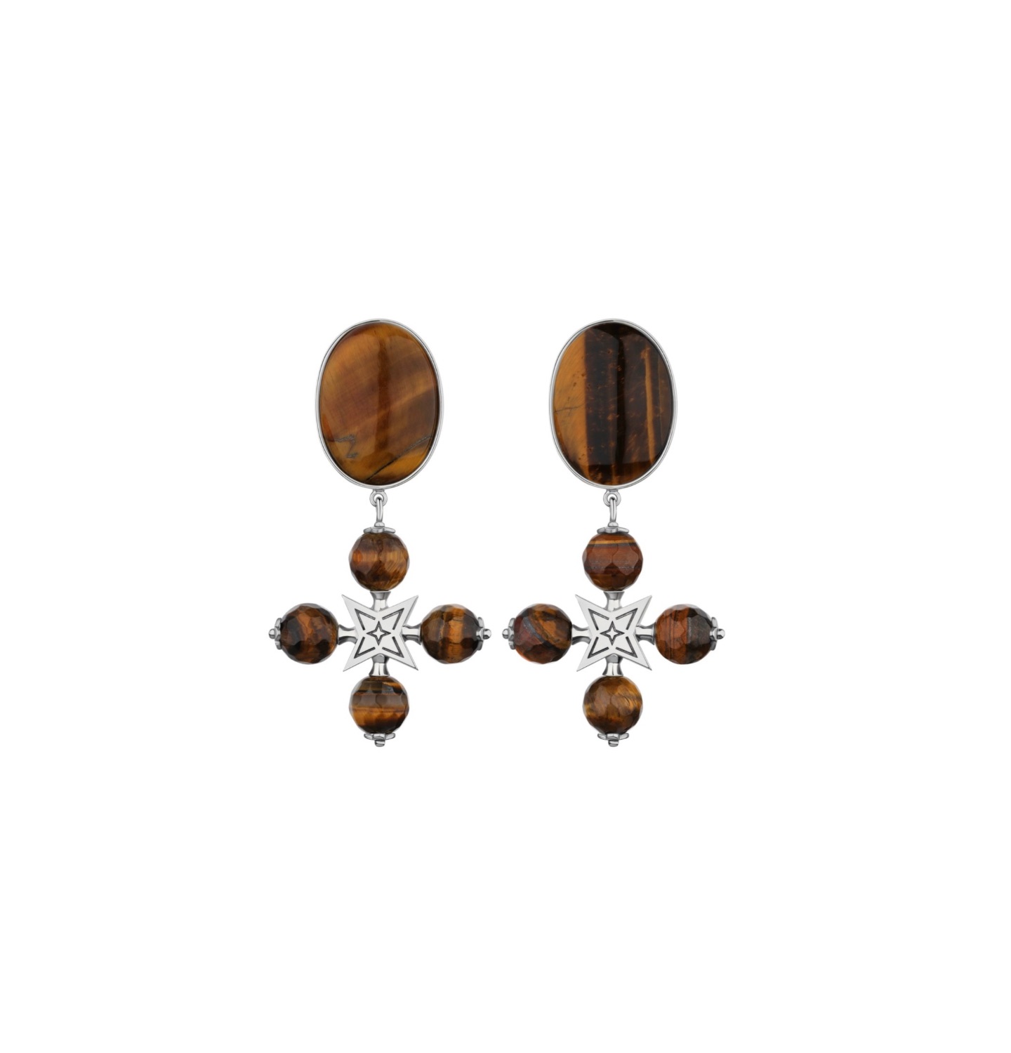 “DESERT ROSE” CLIP EARRINGS BROWN WITH SILVER