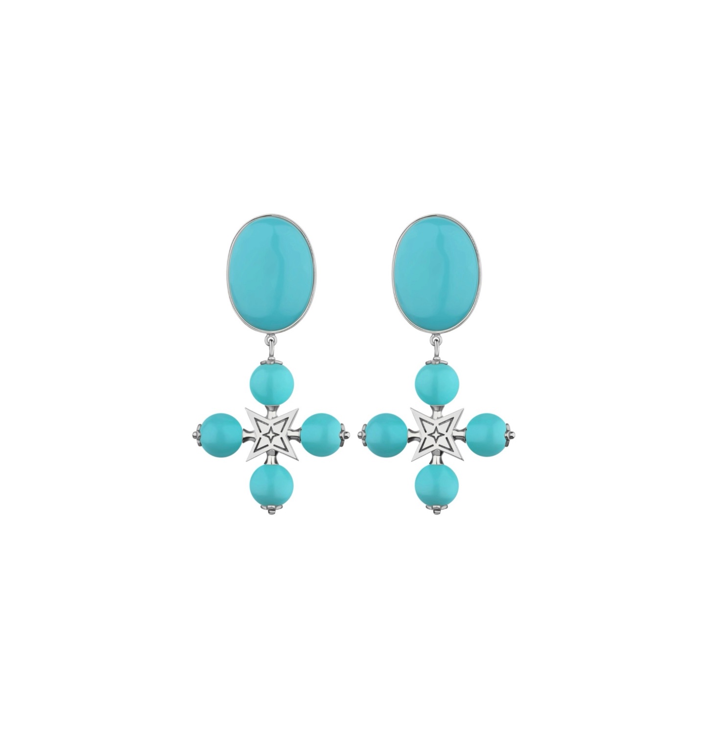 “DESERT ROSE” CLIP EARRINGS TURQUOISE WITH SILVER