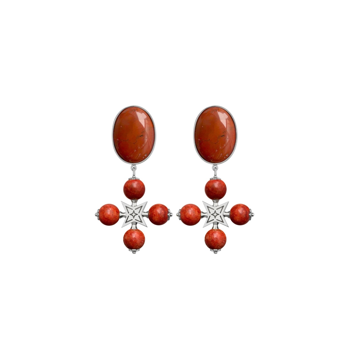 “DESERT ROSE” CLIP EARRING CORAL WITH SILVER