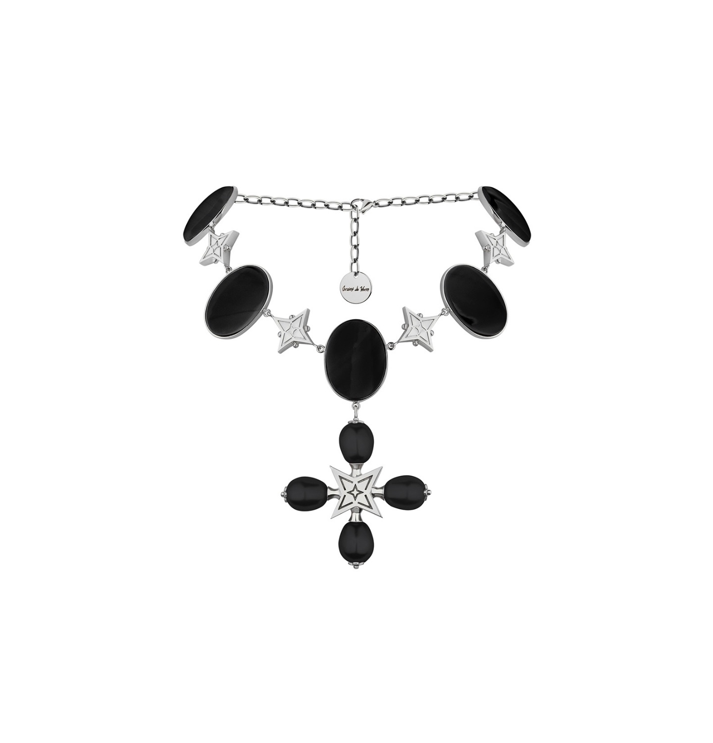 “DESERT ROSE” NECKLACE BLACK WITH SILVER