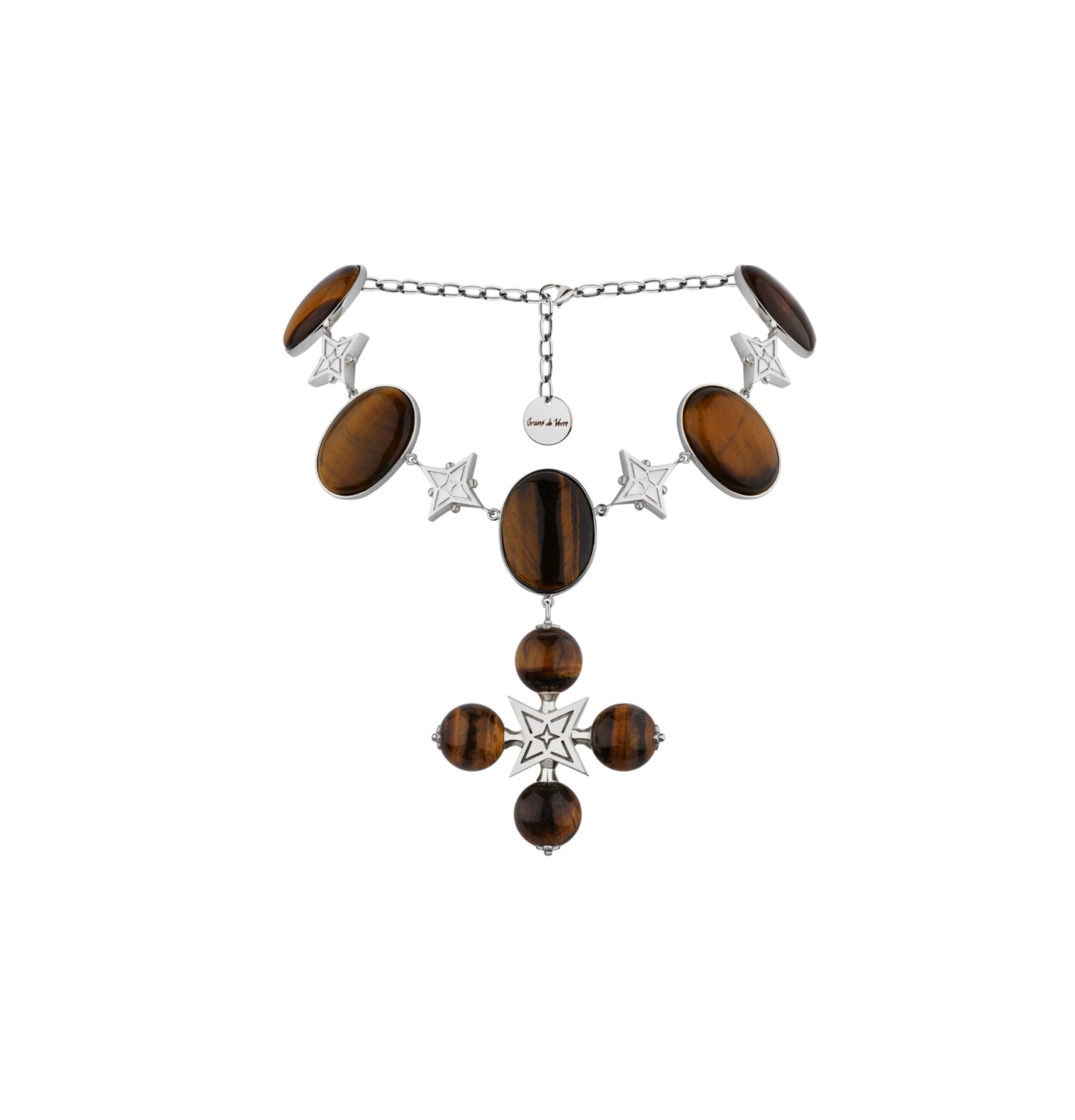 “DESERT ROSE” NECKLACE BROWN WITH SILVER
