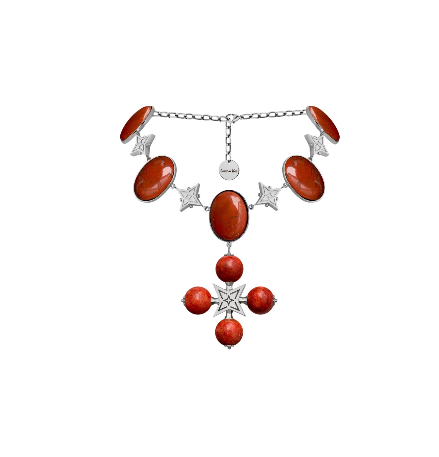 “DESERT ROSE” NECKLACE CORAL WITH SILVER