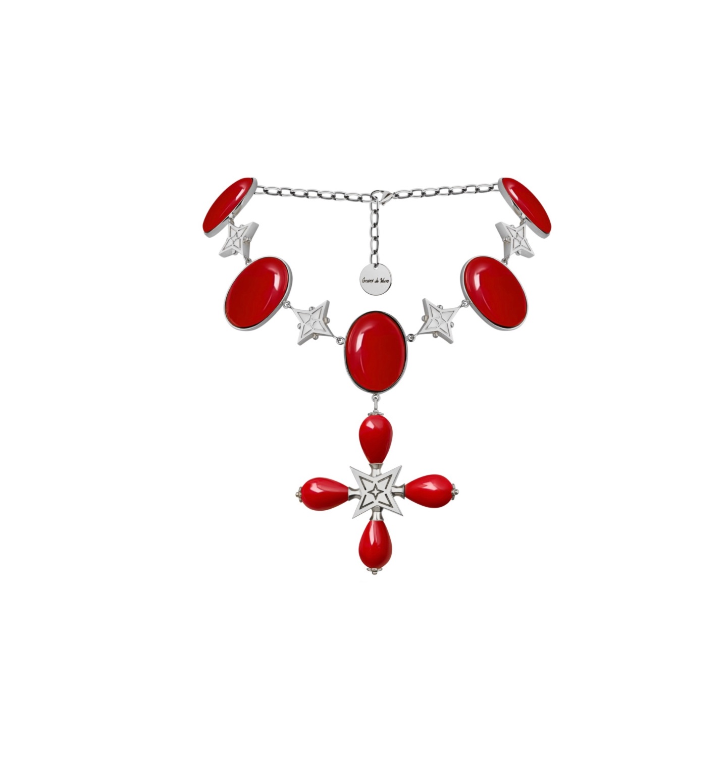 “DESERT ROSE” NECKLACE RED WITH SILVER