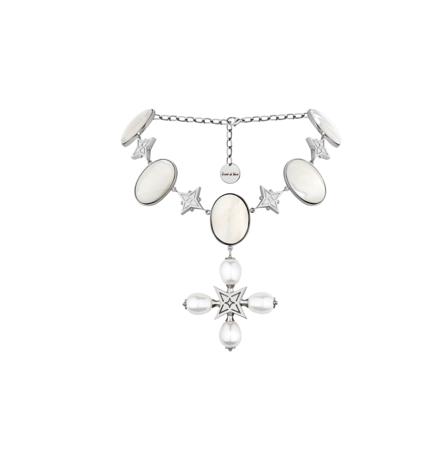 “DESERT ROSE” NECKLACE WHITE WITH SILVER
